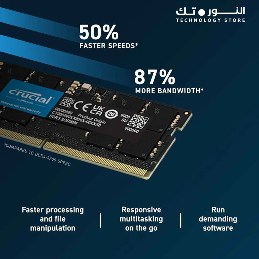 Crucial 16GB DDR5 4800MHZ SODIMM FOR LAPTOP