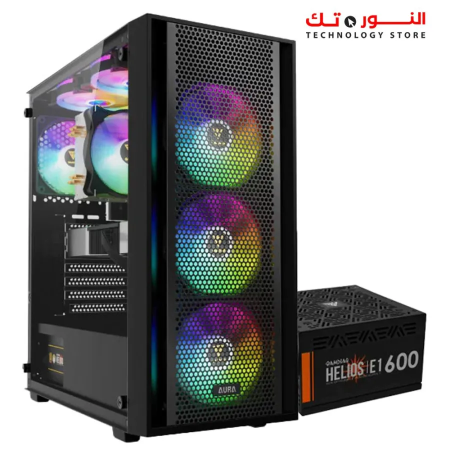 GAMDIAS AURA GC2 Elite ARGB Mid Tower Gaming Case + PSU HELIOS E1-600W