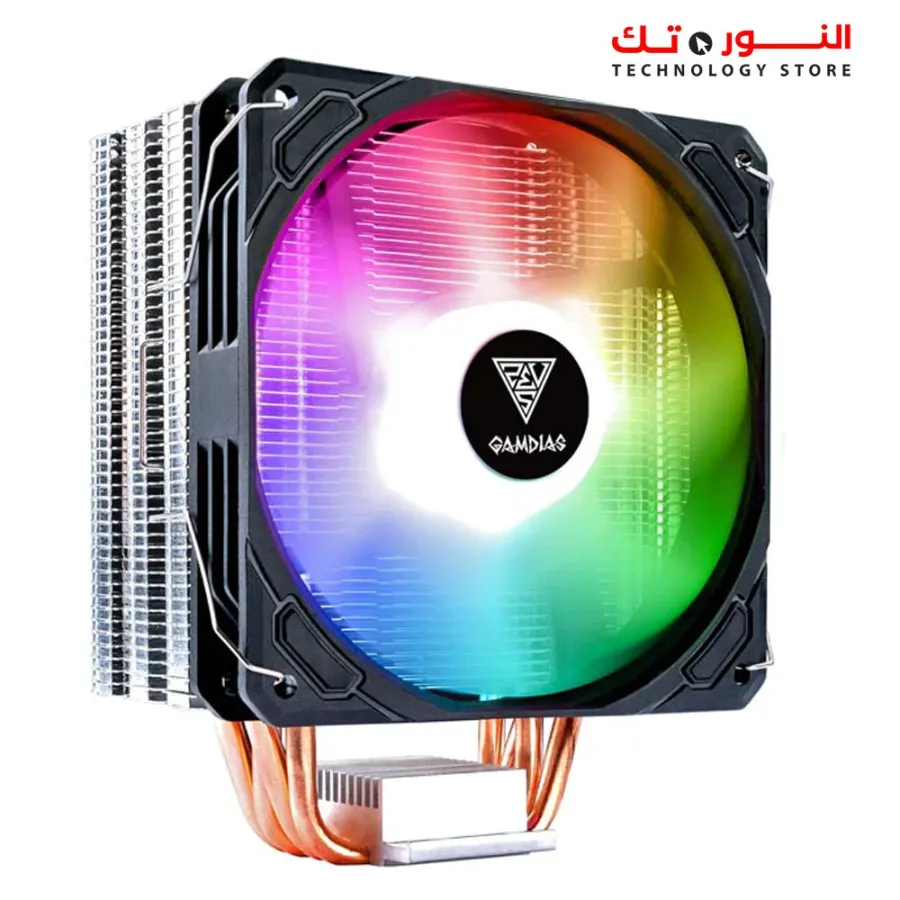 GAMDIAS BOREAS E1-410 ARGB CPU Cooler - 4 Copper Heatpipes With Hydraulic Bearing PWM Fan BLACK