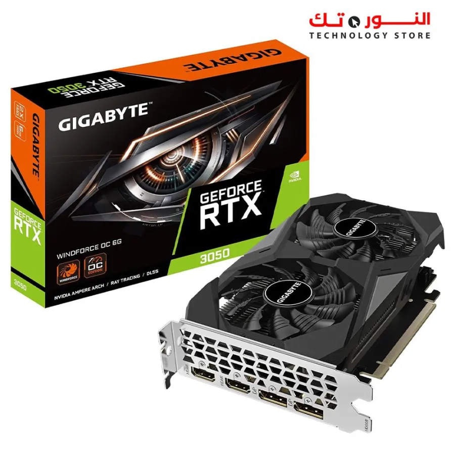 GIGABYTE GeForce RTX 3050 WINDFORCE OC 6G Graphics Card, 2X WINDFORCE Fans, 6GB GDDR6
