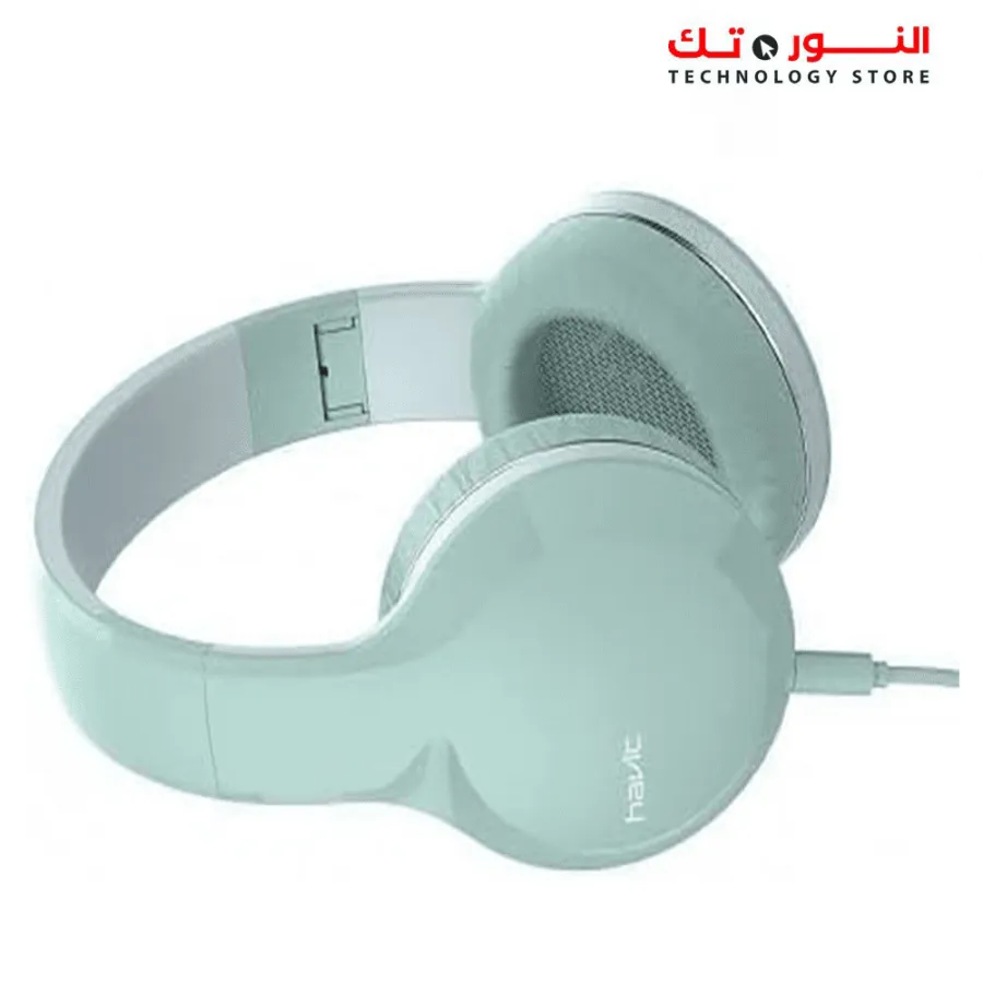 havit H100D Large 40MM Balanced Music Headphone With Tangle Free Wired &amp; Portable Folding, Green Headphones Headset