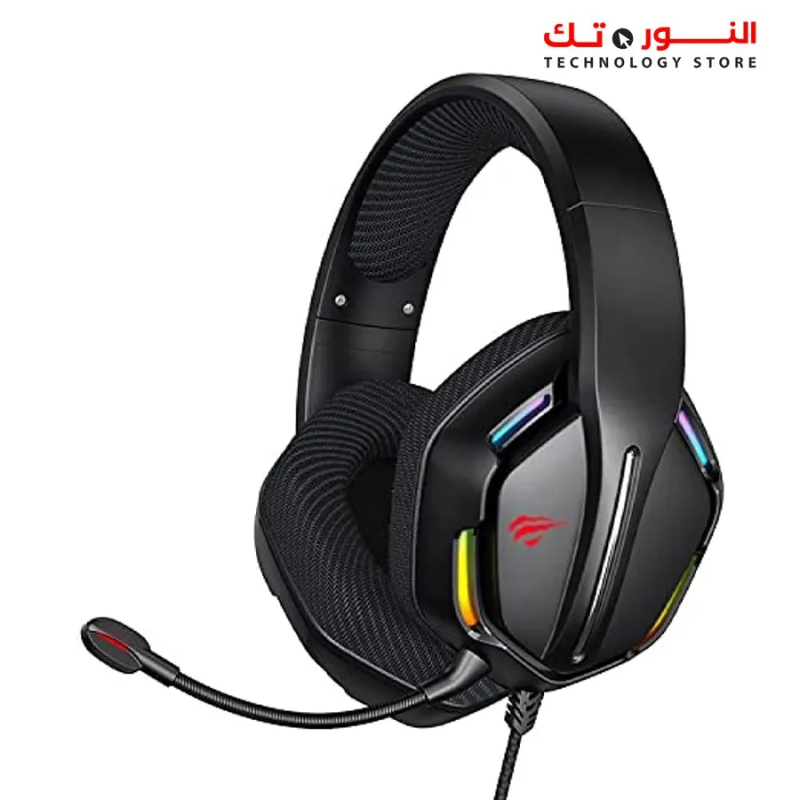 HAVIT H2012d Large Gaming Headset RGB,50MM Stereo With Mic, 3.5MM+USB Input, Black, Wired