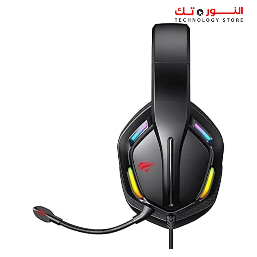 HAVIT H2012d Large Gaming Headset RGB,50MM Stereo With Mic, 3.5MM+USB Input, Black, Wired