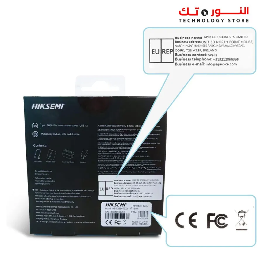 HIKSEMI External SSD 512 GB, Portable Mini USB 3.1 Type-C SSD Hard Drive External, Up to 560 MB/s 