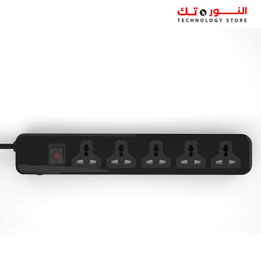 i LOCK power strip 5 universal outlets without earthing - (Basic) (Black)
