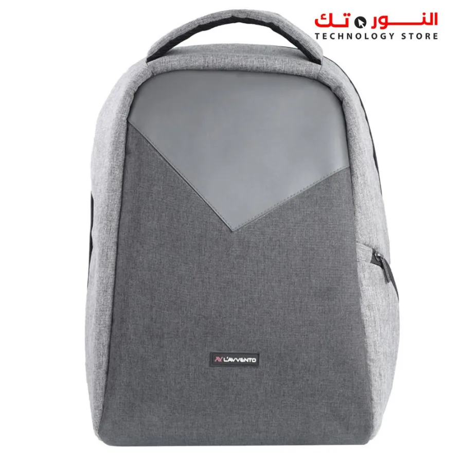 L'AVVENTO (BG816) Laptop Backpack, Made by High Quality Nylon Material with L'AVVENTO Zipper Puller fits up to 15.6"- Gray