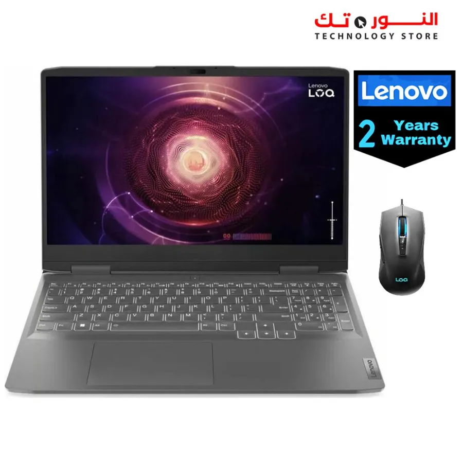 LENOVO LOQ 15APH8 RYZEN 7 7840HS – 16GB DDR5 5600MHZ – 512GB NVMe SSD – NVIDIA RTX 3050 6GB – 15.6 FHD 144HZ G-SYNC – BACKLIT – WIN 11 – 2Y WARRANTY – LENOVO LOQ M100 RGB MOUSE