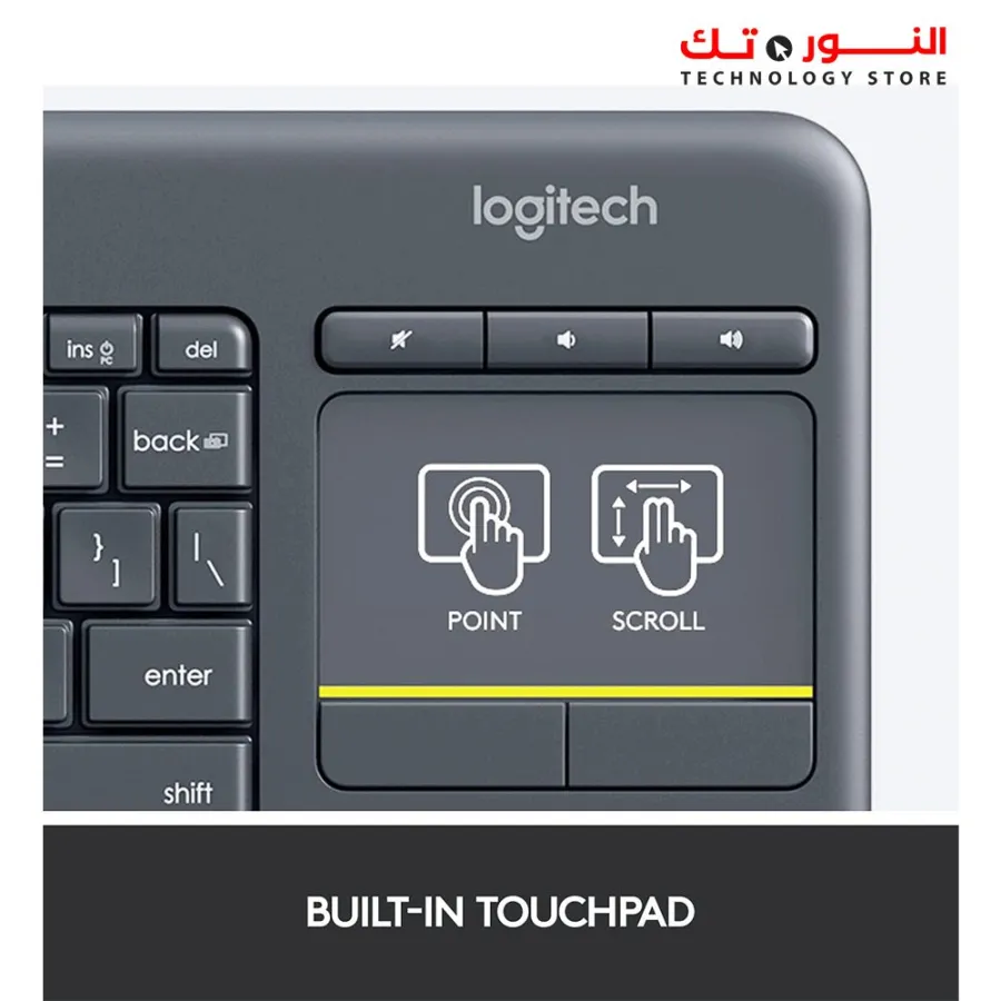 LOGITECH K400 Plus Wireless Touch Keyboard - BLACK