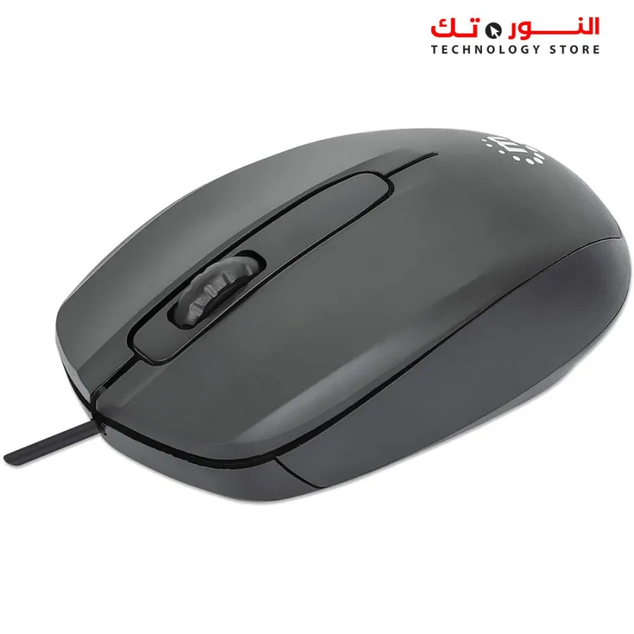 Manhattan MO707 Comfort II Wired Optical Mouse 1000 DPI Ambidextrous 1.2 m Cable - Black