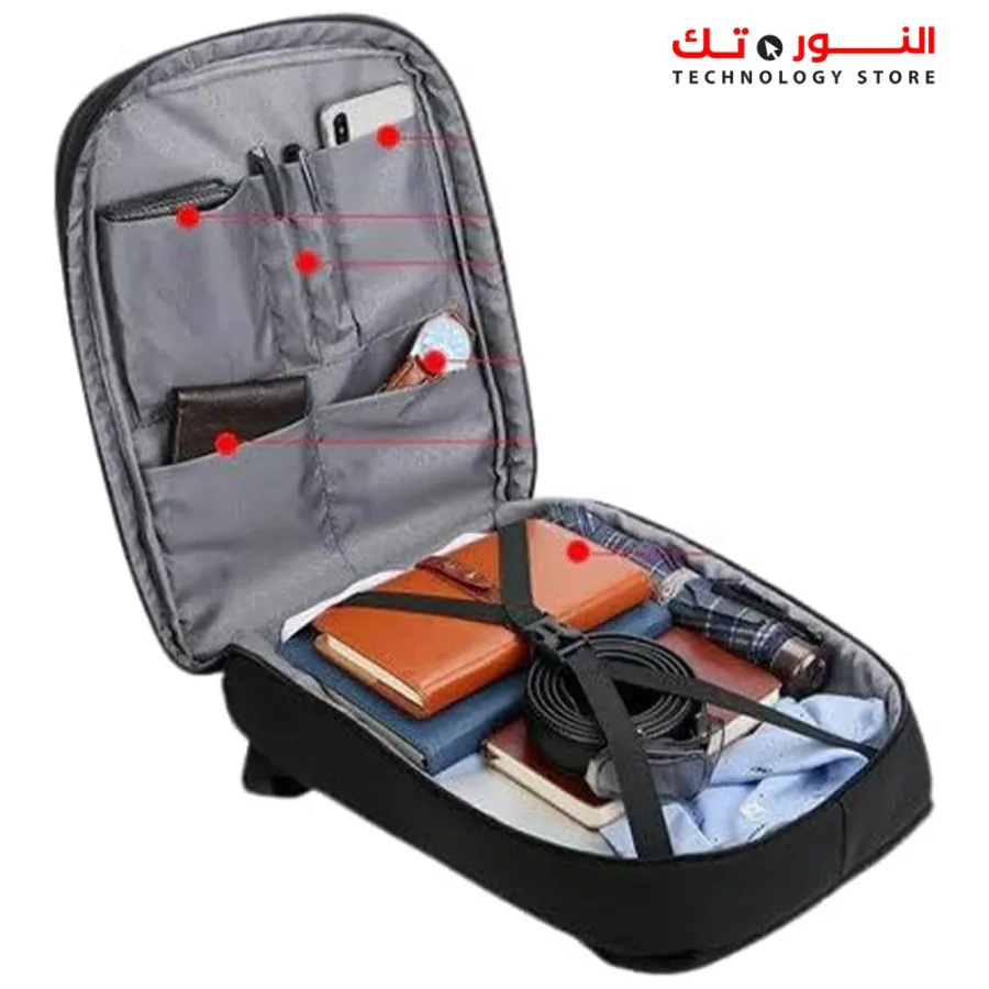 MEINAILI - 1802 15.6″ Laptop Backpack Waterproof With USB Outport gray