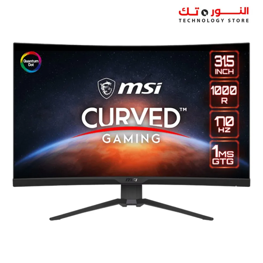 MSI MAG 325CQRF-QD 32 Inch WQHD Curved Gaming Monitor - 1000R 2560 x 1440 Rapid VA , Quantum Dot Panel, 170Hz / 1ms GTG, AMD FreeSync Premium, HDR Ready, DisplayHDR 400 - DP 1.2a, USB Type-C/HDMI