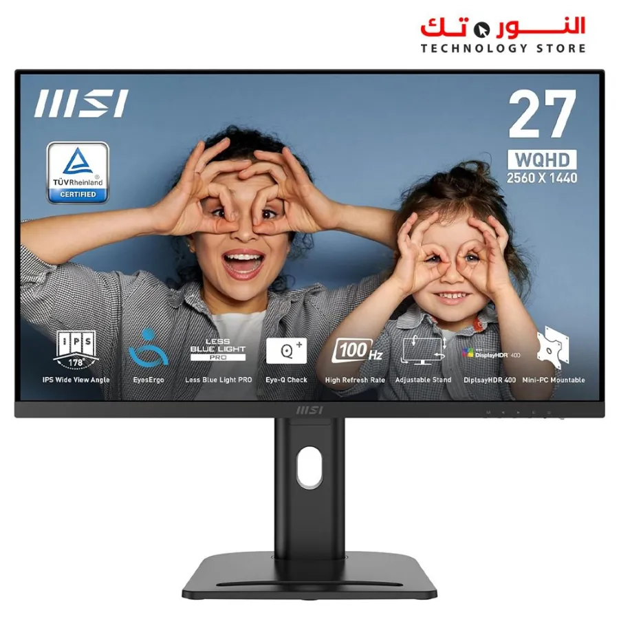 MSI PRO MP273QP E2 27-inch IPS 2560 x 1440 (QHD) Computer Monitor, 100Hz, HDR400, Free-Sync, HDMI, DP Port, VESA Mountable, Height Adjustable, Tilt, Speaker, 1ms