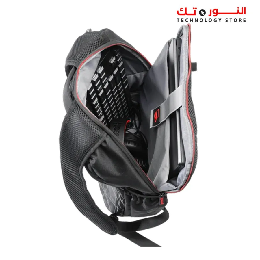 Redragon GB-76 Travel Laptop Backpack, Business Workstation Computer Gaming Backpack w/ Durable Double-Layer Fabric Liner, Modern Line Logo Print &amp; Large Front Pocket, Fits Up to 18" Laptop