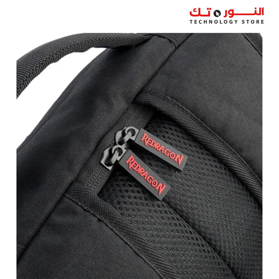 Redragon GB-76 Travel Laptop Backpack, Business Workstation Computer Gaming Backpack w/ Durable Double-Layer Fabric Liner, Modern Line Logo Print &amp; Large Front Pocket, Fits Up to 18" Laptop