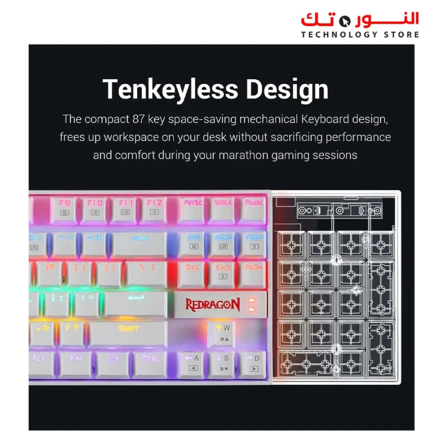 "redragon K552 Rainbow Mechanical Gaming Keyboard Blue Switch 87 Key Tkl Design "