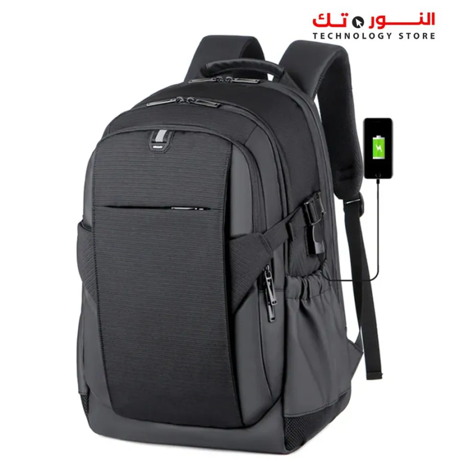 Rahala 2209 17-Inch THREE Compartment Laptop Travel Waterproof Business With USB Charging, Black