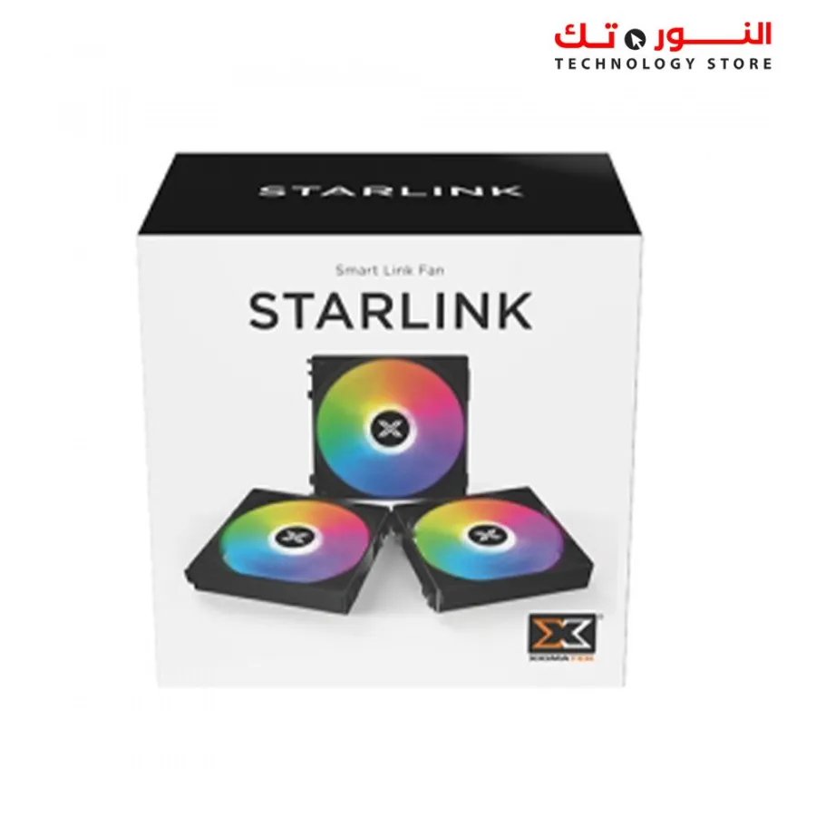 XIGMATEK Starlink Black (3PCS Black Easy Clip On &amp; Smart Link Fan,2PCS ARGB &amp; PWM Cable,Mini ARGB Controller,Color Box)