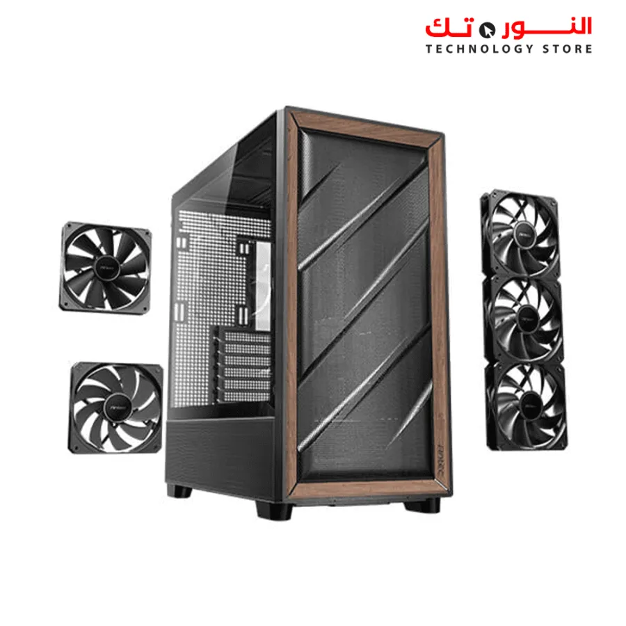 Antec Flux Wood Mesh, 5 x PWM Fans Included, High-Airflow Front Panel with Walnut Wood, Type-C, 420mm Radiator & Back Connect Motherboard Support