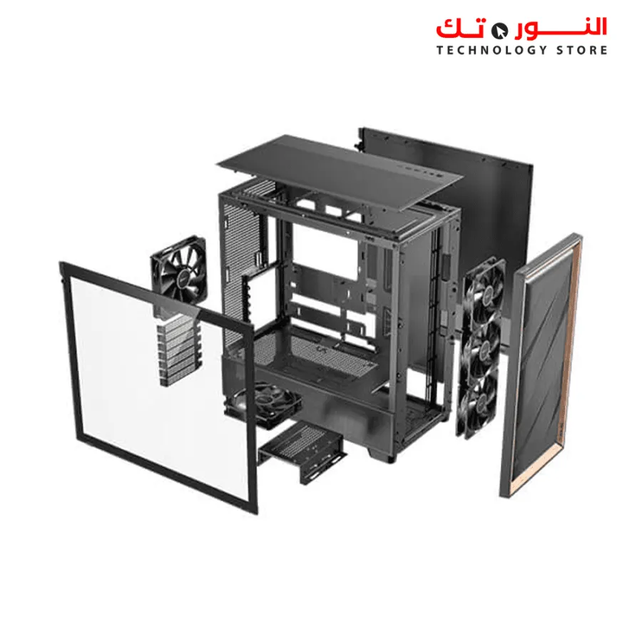 Antec Flux Wood Mesh, 5 x PWM Fans Included, High-Airflow Front Panel with Walnut Wood, Type-C, 420mm Radiator & Back Connect Motherboard Support