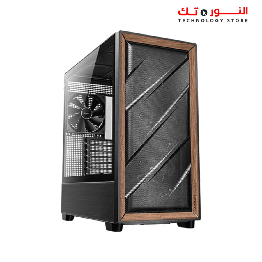 Antec Flux Wood Mesh, 5 x PWM Fans Included, High-Airflow Front Panel with Walnut Wood, Type-C, 420mm Radiator & Back Connect Motherboard Support