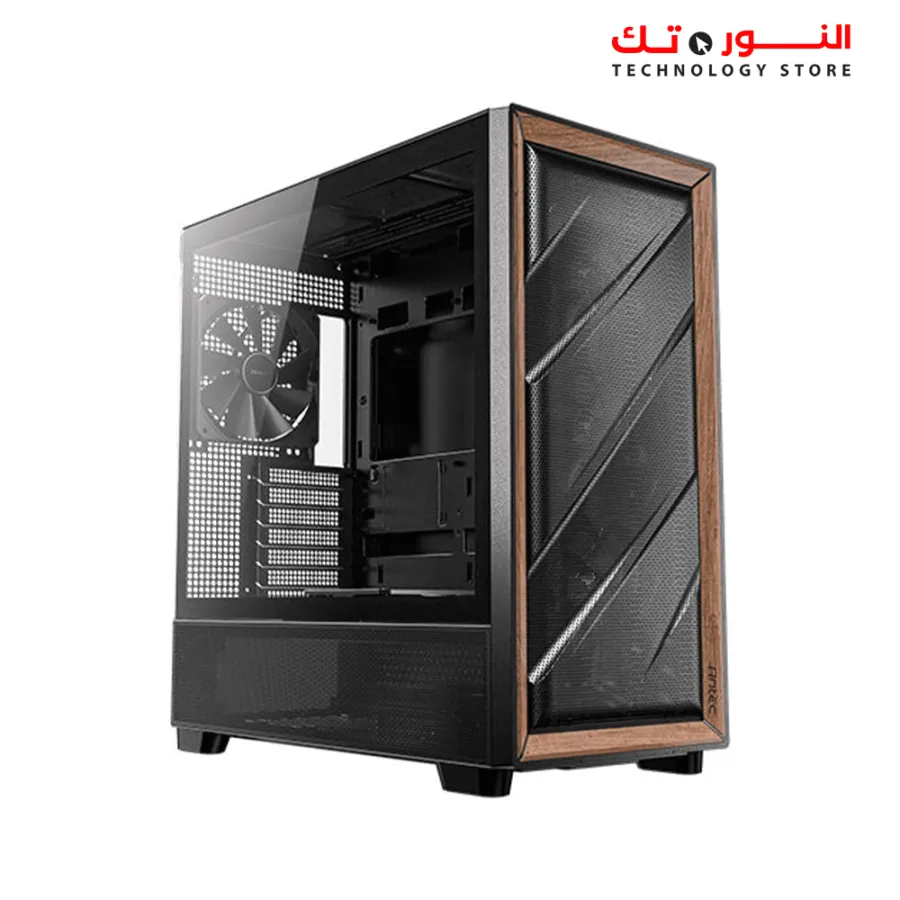 Antec Flux Wood Mesh, 5 x PWM Fans Included, High-Airflow Front Panel with Walnut Wood, Type-C, 420mm Radiator & Back Connect Motherboard Support