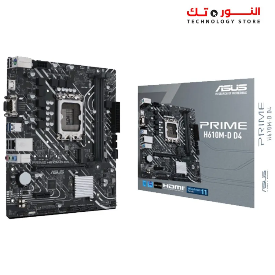 Asus PRIME H610M-D D4 Intel® (LGA 1700) Mic ATX Motherboard with DDR4, PCIe 4.0, M.2 Slot