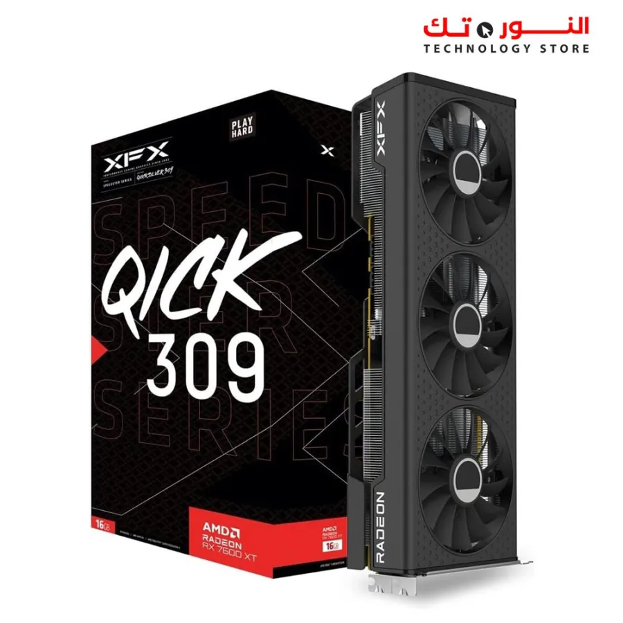 XFX Speedster QICK309 Radeon RX 7600XT Gaming Graphics Card with 16GB GDDR6 AMD RDNA 3