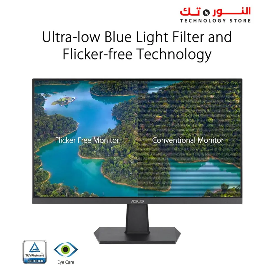ASUS VA24EHF Eye Care Gaming Monitor – 23.8-inch, IPS, Full HD, Frameless, 100Hz, Adaptive-Sync, 1ms MPRT, HDMI, Low Blue Light, Flicker Free, Wall Mountable