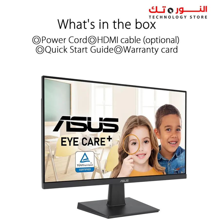 ASUS VA24EHF Eye Care Gaming Monitor – 23.8-inch, IPS, Full HD, Frameless, 100Hz, Adaptive-Sync, 1ms MPRT, HDMI, Low Blue Light, Flicker Free, Wall Mountable