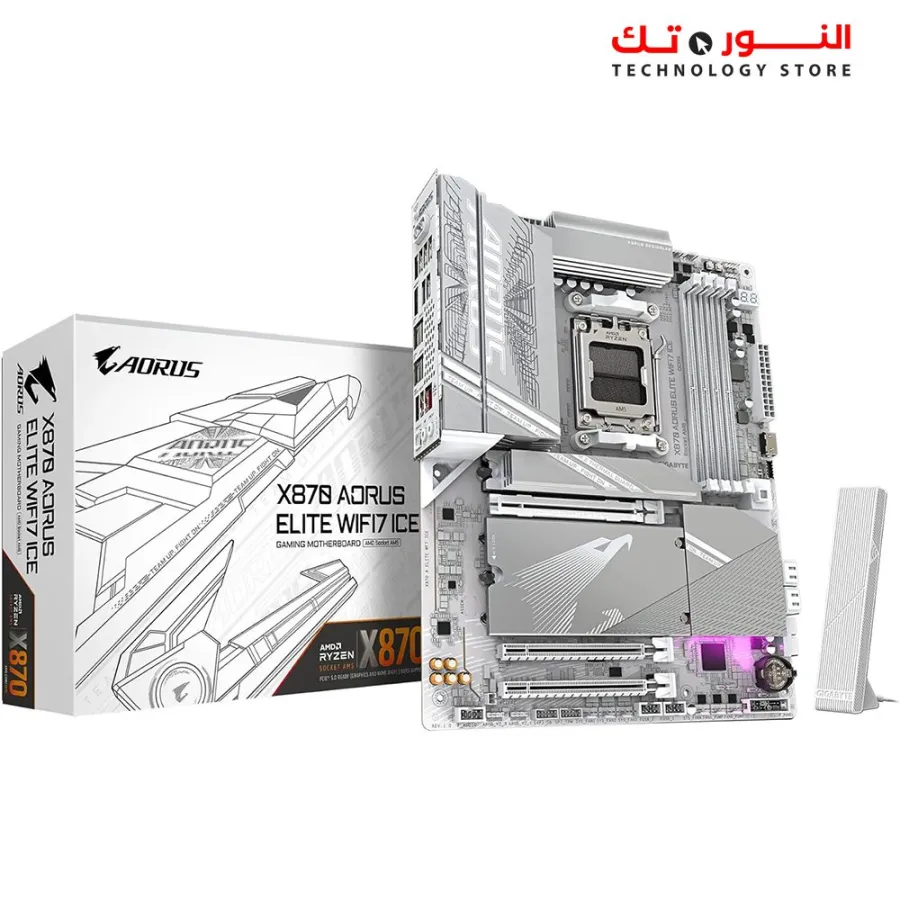 GIGABYTE X870 AORUS Elite WIFI7 ICE AMD AM5 LGA 1718 Motherboard, ATX, DDR5, 4X M.2, PCIe 5.0, USB4,