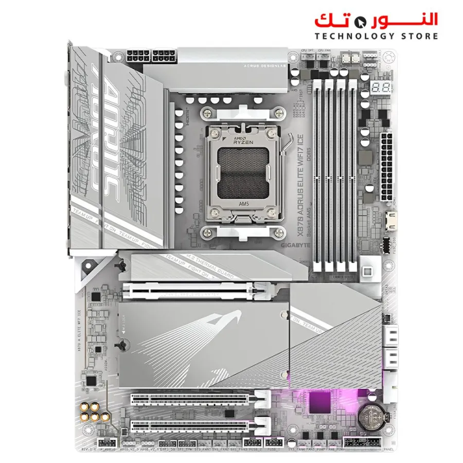 GIGABYTE X870 AORUS Elite WIFI7 ICE AMD AM5 LGA 1718 Motherboard, ATX, DDR5, 4X M.2, PCIe 5.0, USB4,