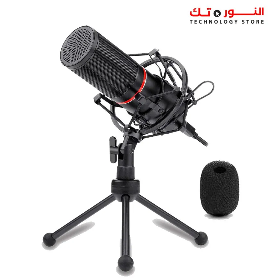 Redragon BLAZAR GM300 USB Gaming Stream Microphone Kit/full metal made/custom circle LED color/Volume control & Mute/High-end mic unit/Tripod stand and windscreen included
