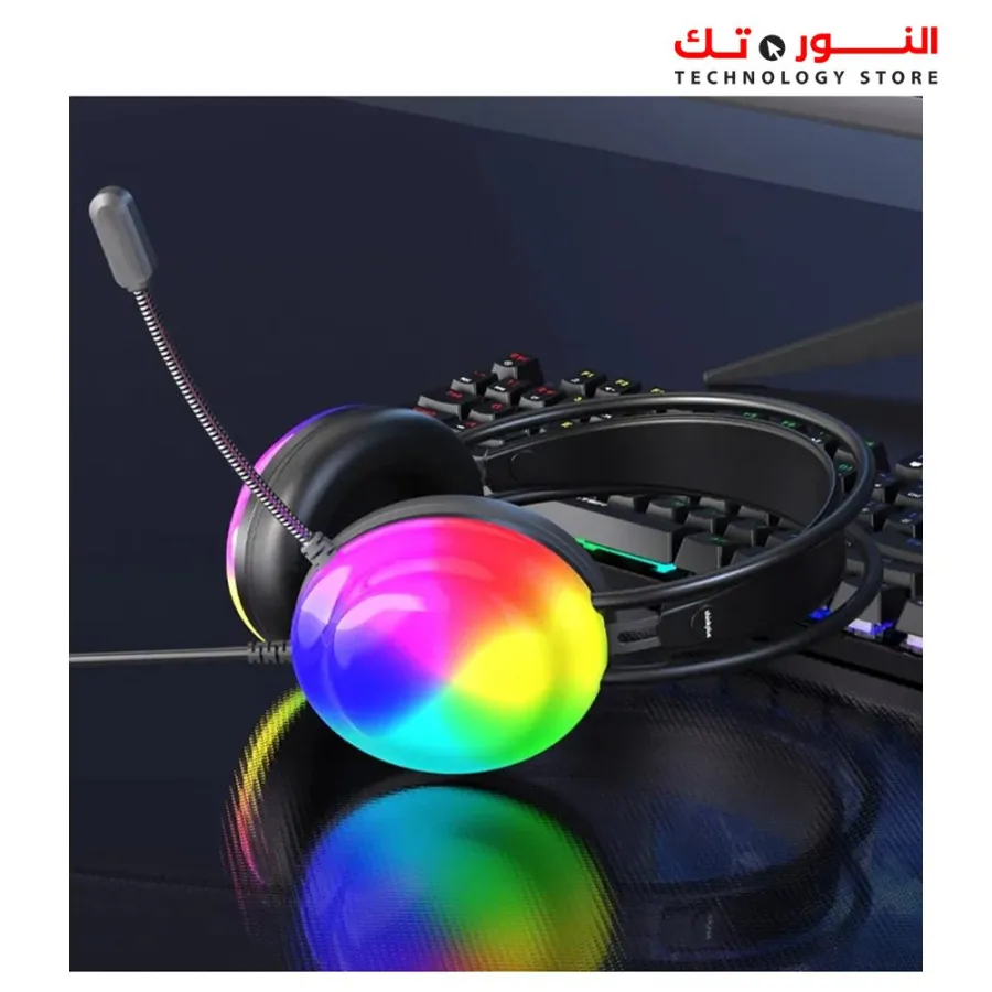 Lenovo thinkplus G86A Gaming Headset with Microphone, Ultra-Light Wired Headphones Compatible with PS4 PS5 Xbox One PC Laptop,3.5mm Stereo Surround Sound Headset with RGB Flowing Light