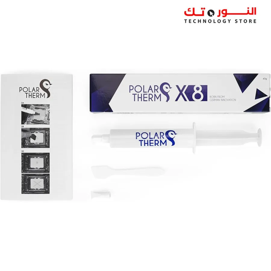 THERMAL GRIZZLY CPU Polartherm X-8 Thermal Paste for CPU & GPU - High Thermal Conductivity, Long Durability, Non-Conductive Thermal Grease 