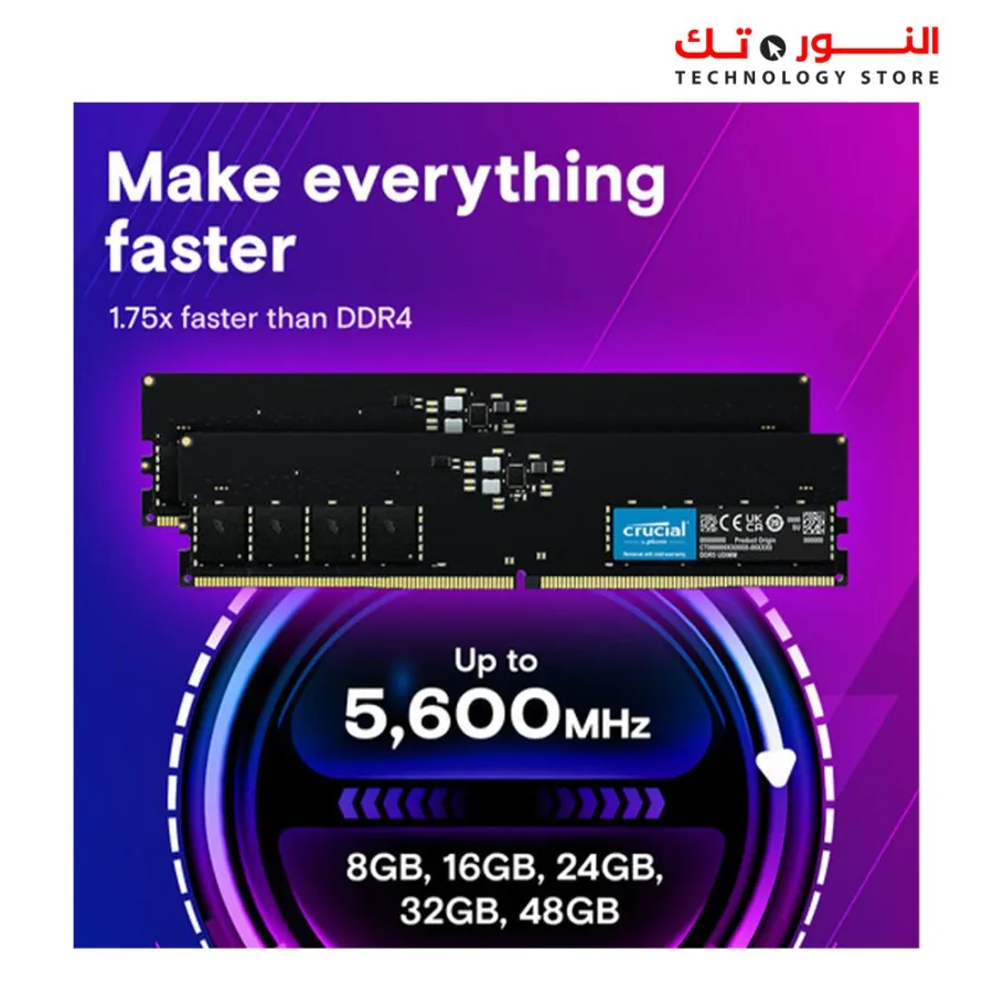 Crucial 16 Gb DDR5 5600Mhz CL46 Desktop Memory