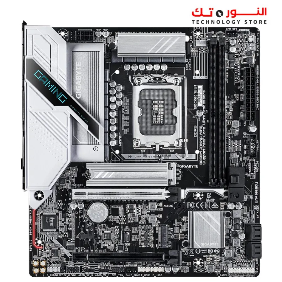 GIGABYTE B860M GAMING WIFI6 – Intel® Core™ Ultra (S2), Hybrid 8+1+2 VRM, D5 Bionic Corsa, AI Perfdrive, WIFI EZ-Plug, PCIe EZ-Latch Plus, 2x M.2 (1 PCIe5.0x4), 2.5GbE LAN &amp; Wi‑Fi 6, HDMI/DP