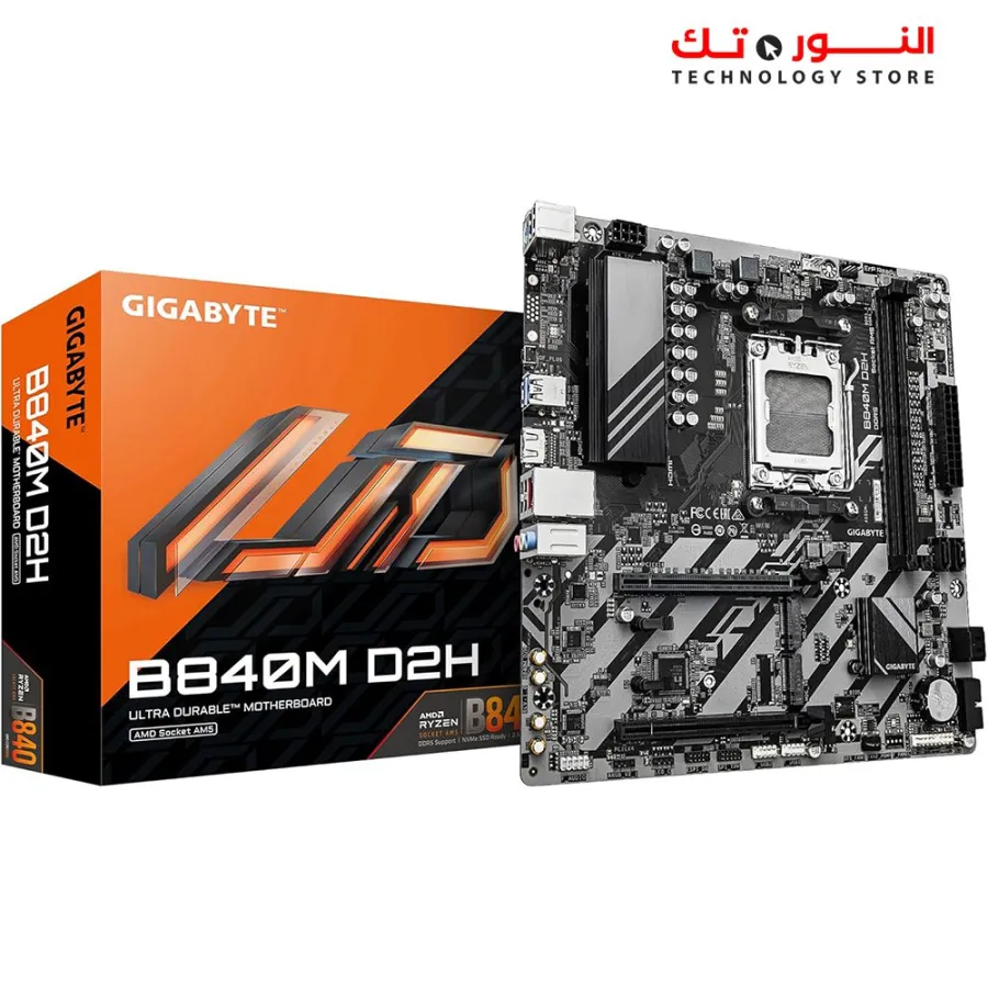 GIGABYTE B840M D2H Motherboard - AMD Ryzen 9000 CPUs, 5+2+2 Phases VRM, up to 7600MHz DDR5