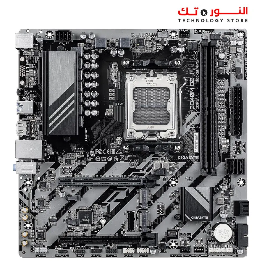 GIGABYTE B840M D2H Motherboard - AMD Ryzen 9000 CPUs, 5+2+2 Phases VRM, up to 7600MHz DDR5