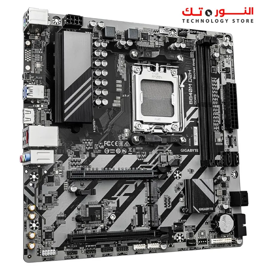 GIGABYTE B840M D2H Motherboard - AMD Ryzen 9000 CPUs, 5+2+2 Phases VRM, up to 7600MHz DDR5