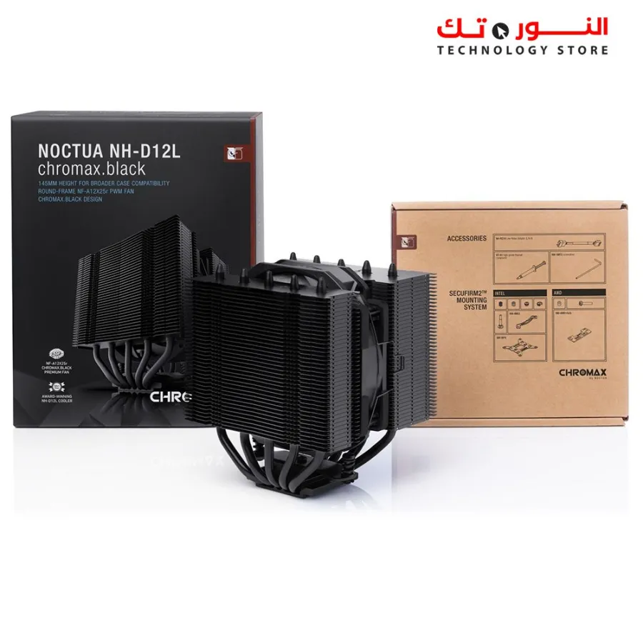 Noctua NH-D12L chromax Black Low-Height Dual-Tower CPU Cooler (120mm, Black)