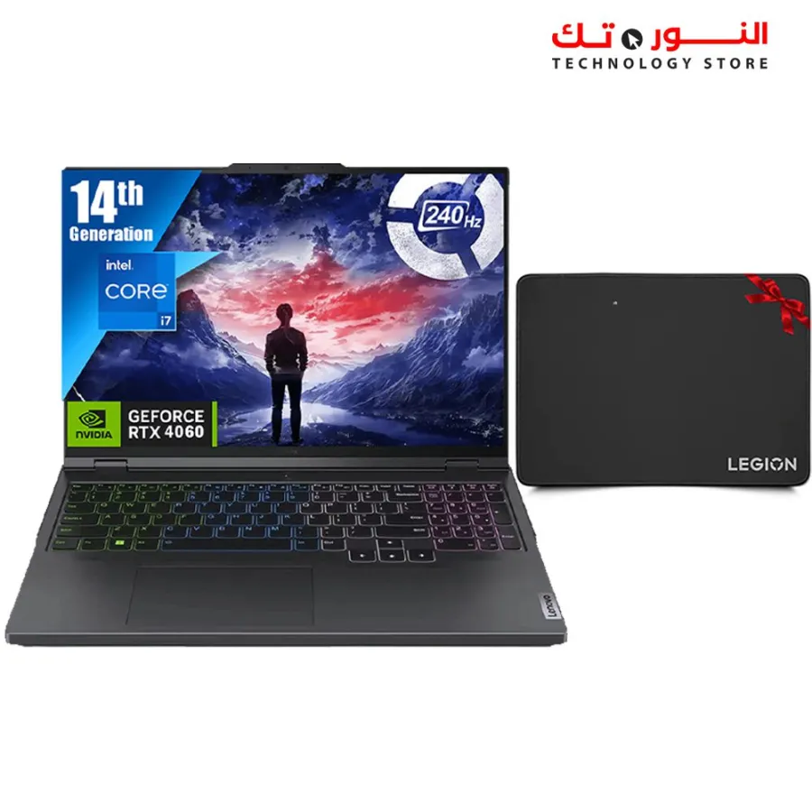 LENOVO Legion Pro 5 16IRX9 Intel Core i7-14650HX - 16GB DDR5 5600 - 1TB SSD M.2 - NVIDIA GeForce RTX 4060 8GB - 16INCH WQXGA IPS 100% sRGB 240Hz - 4-Zone RGB Backlit Keyboard - Lenovo® Legion™ Gaming Speed Mouse Pad M