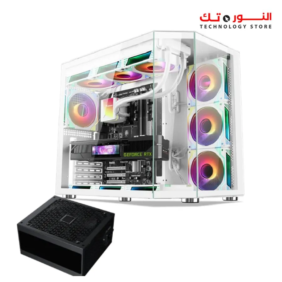 Xander Crystal Mid Tower White Gaming Case + PSU 850W 80 Plus Bronze