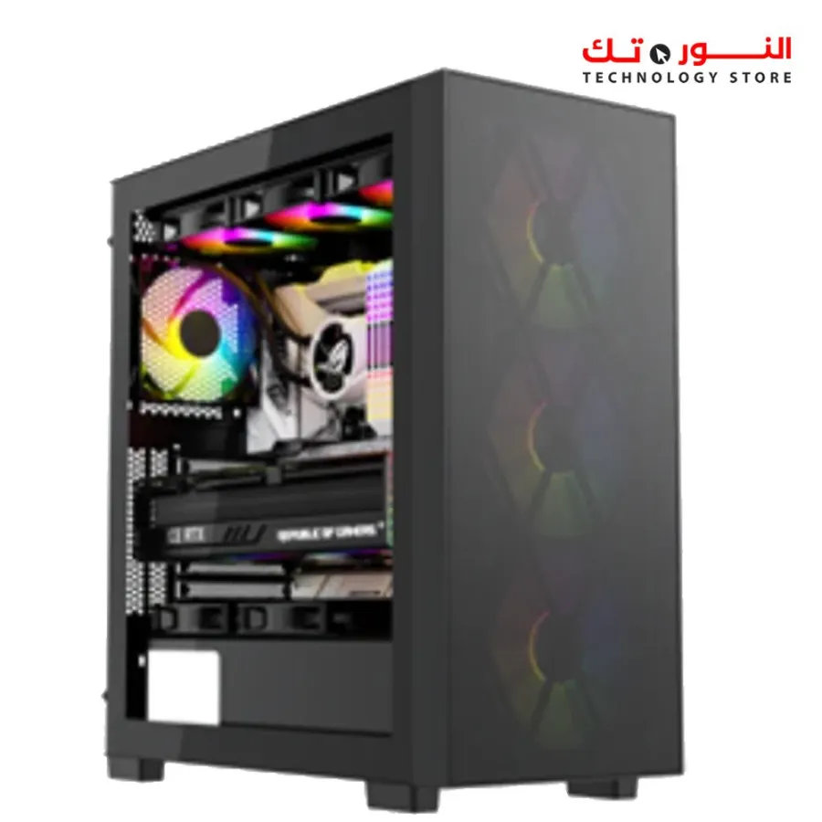 Xander CASE Hulk 4 ARGB Fans & ARGB Mesh Mid Tower Gaming Case + PSU 600W 80+ - Black
