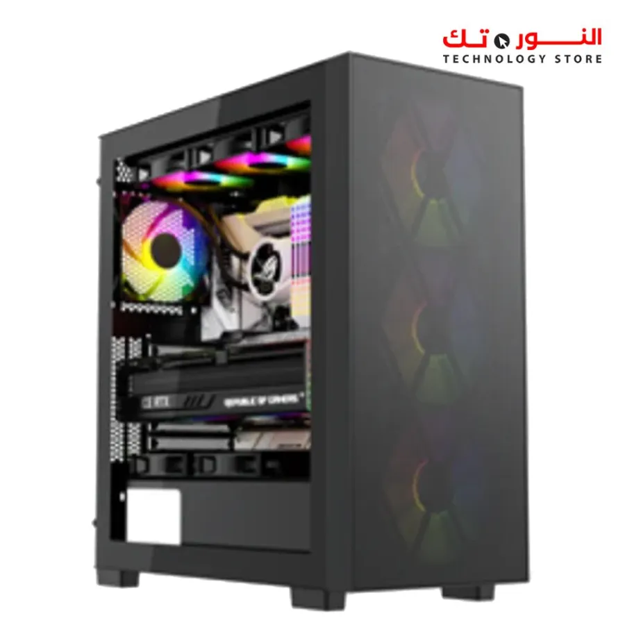 Xander CASE Hulk 4 ARGB Fans & ARGB Mesh Mid Tower Gaming Case With PSU 700W 80+ - Black