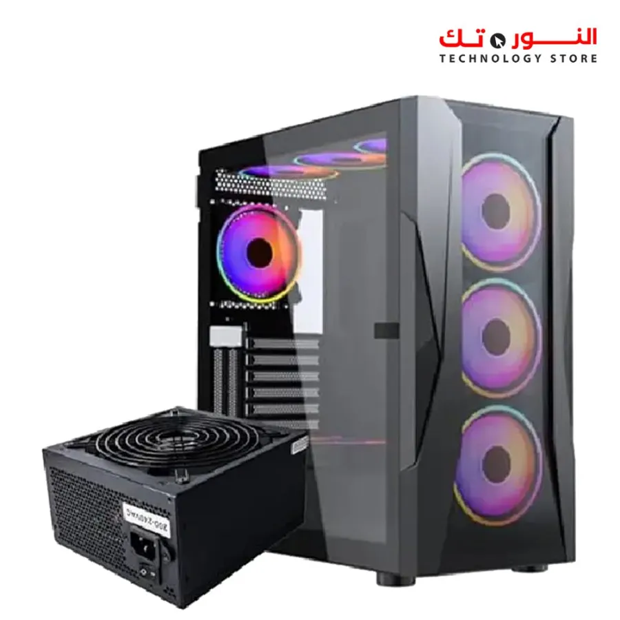 Xander Velox Gaming Case Mid Tower 4 ARGB FANS CONTROLLER Black + PSU 700W 80+ WHITE fixed cable