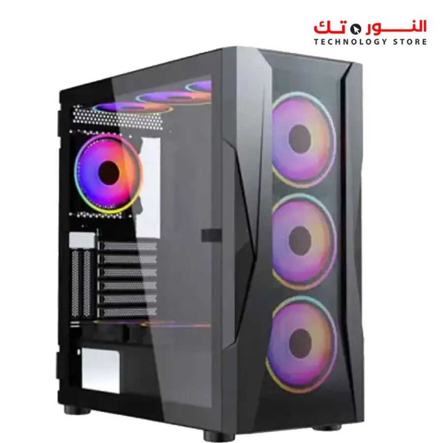 Xander Velox Gaming Case Mid Tower 4 ARGB FANS CONTROLLER Black +  PSU 700W 80+ WHITE fixed cable