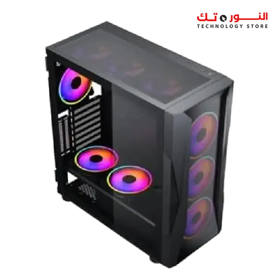 Xander Velox Gaming Case Mid Tower 4 Fan RGB CONTROLLER Black + PSU 600W +80 PLUS WHITE fixed cable
