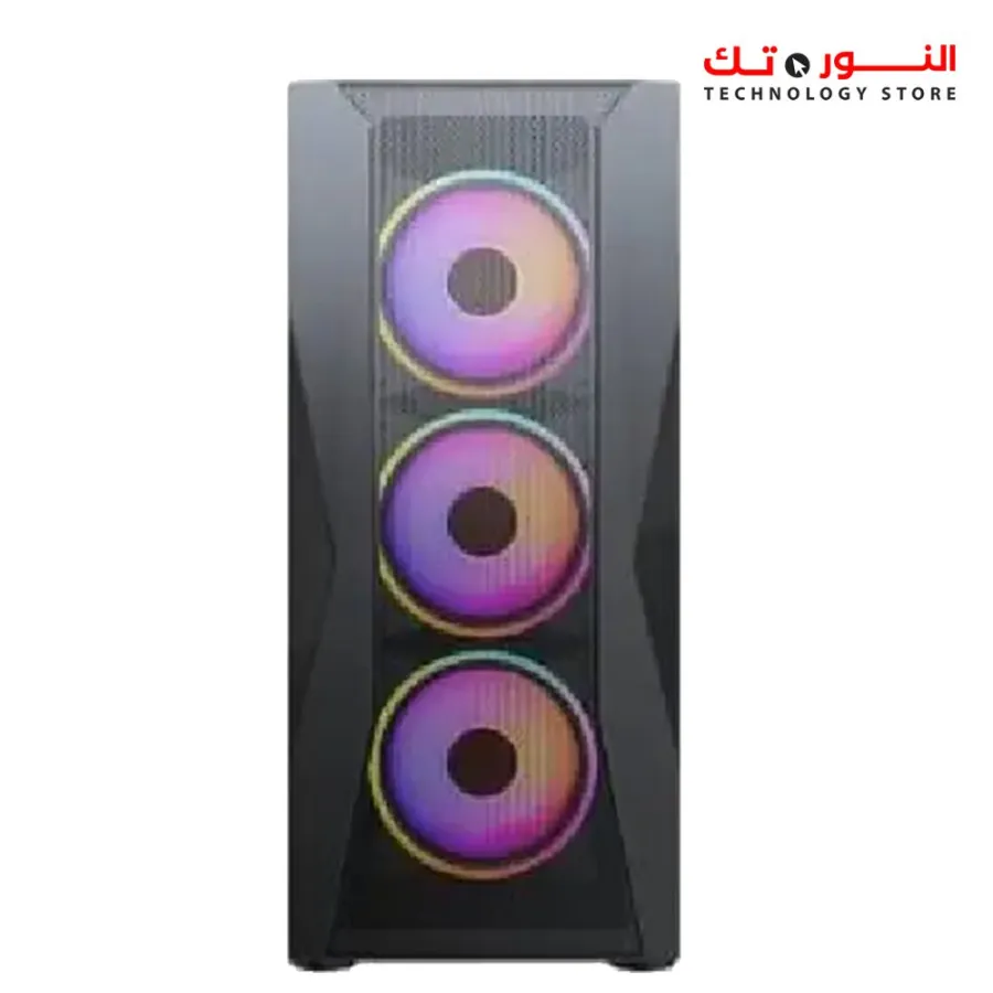 Xander Velox Gaming Case Mid Tower 4 Fan RGB CONTROLLER Black + PSU 600W +80 PLUS WHITE fixed cable