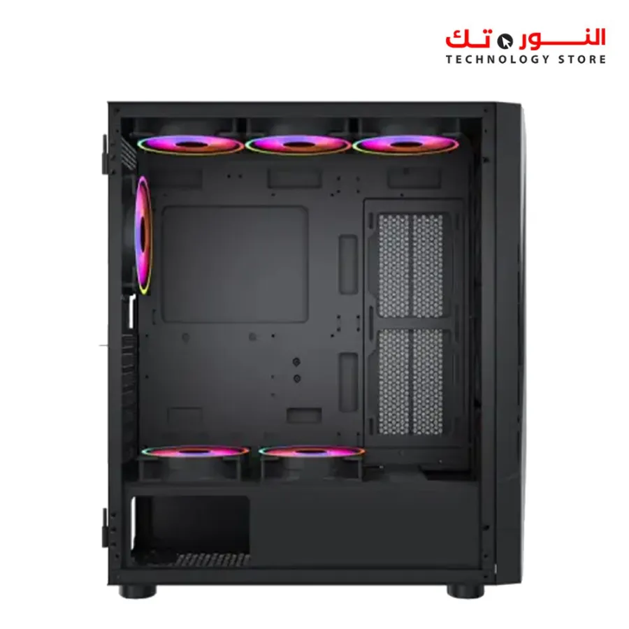 Xander Velox Gaming Case Mid Tower 4 Fan RGB CONTROLLER Black + PSU 600W +80 PLUS WHITE fixed cable