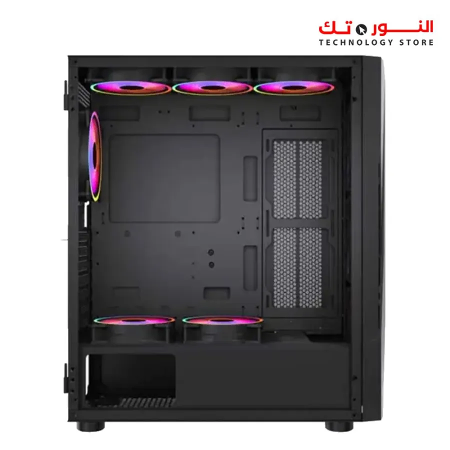 Xander Velox Gaming Case Mid Tower 4 Fan RGB CONTROLLER Black + PSU 600W +80 PLUS WHITE fixed cable